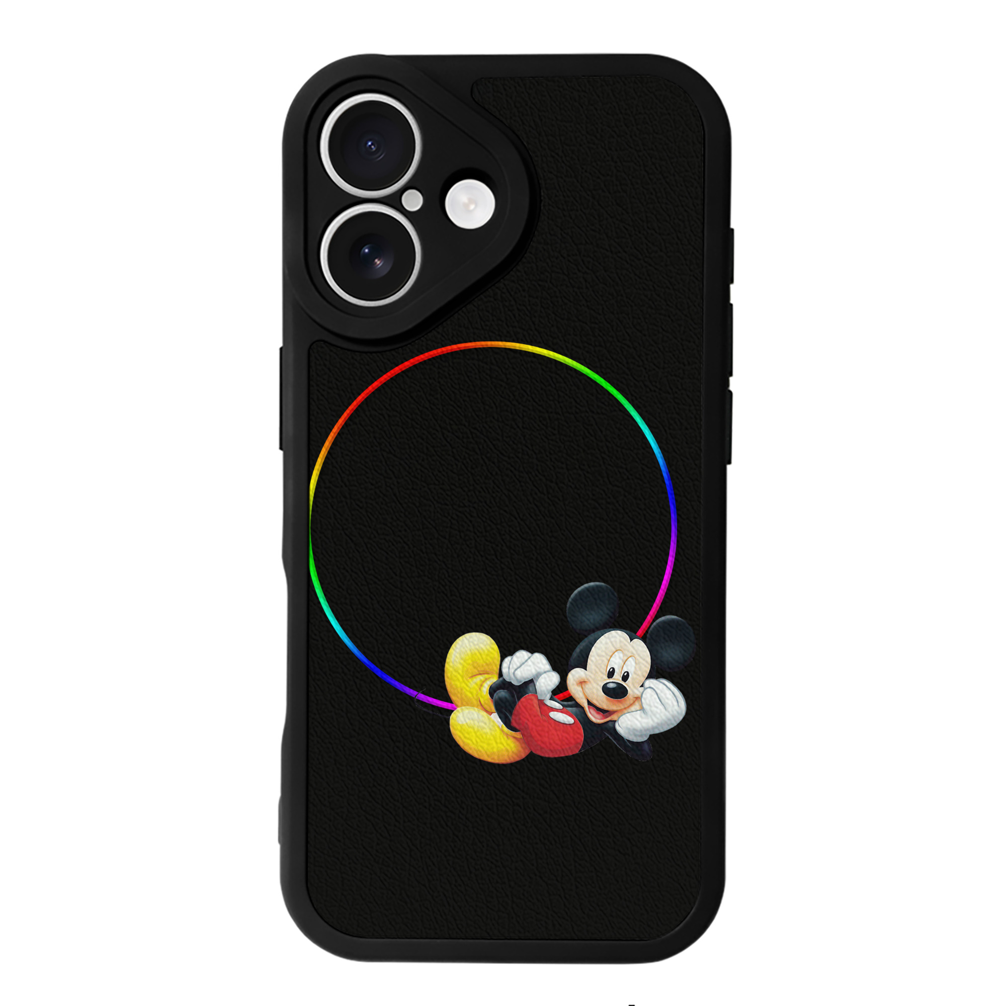 （画像用） ミッキーマウス Mickey Mouse 【iPhone 16シリーズ対応】シリコンスマホケース（レザー調） 材質：シリコン